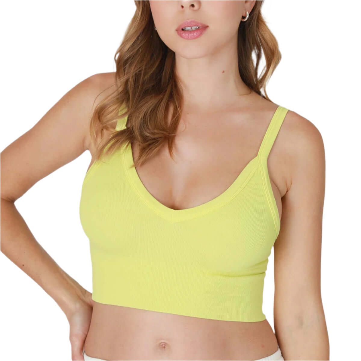 V Neck Cropped Tank - Yellow – Alicia DiMichele Boutique