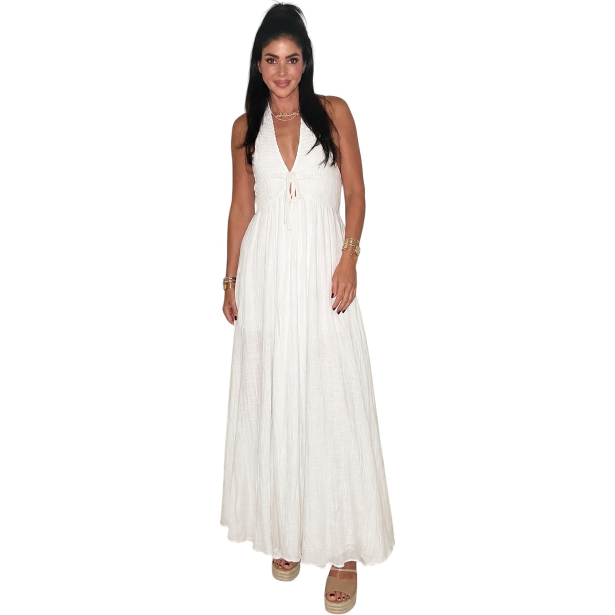 Barefoot Beauty Cotton Halter Maxi Dress – Alicia DiMichele Boutique