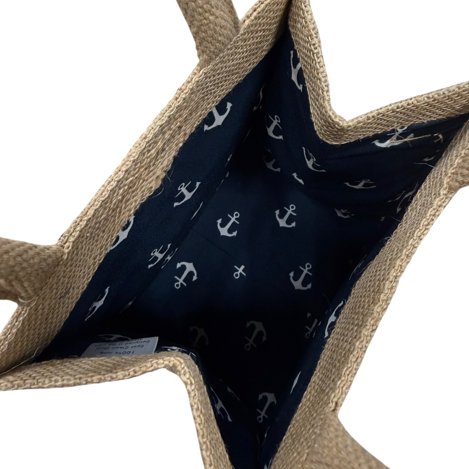 Nautical-themed bag with anchor pattern on a white background