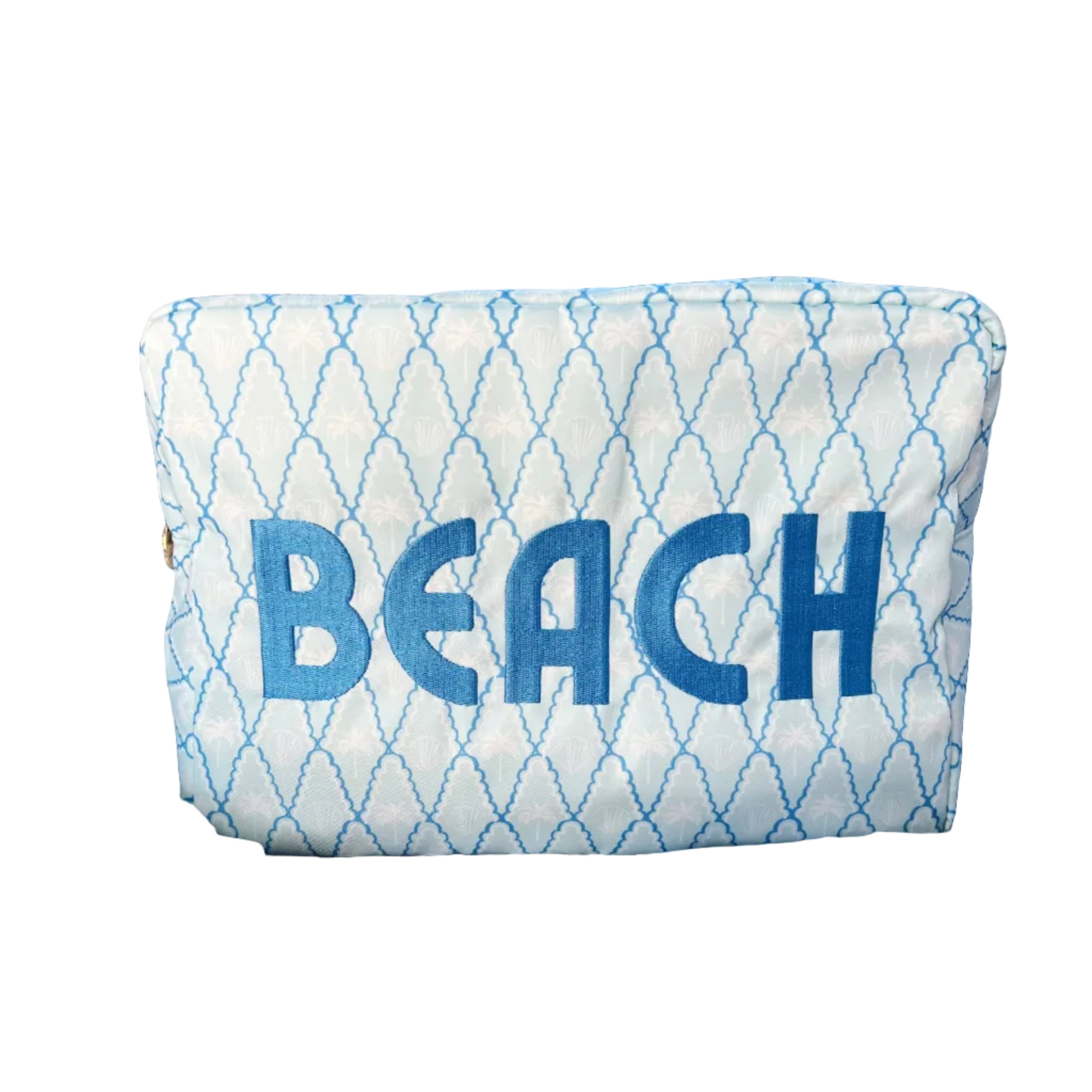 Pouch with 'BEACH' text on a white background.