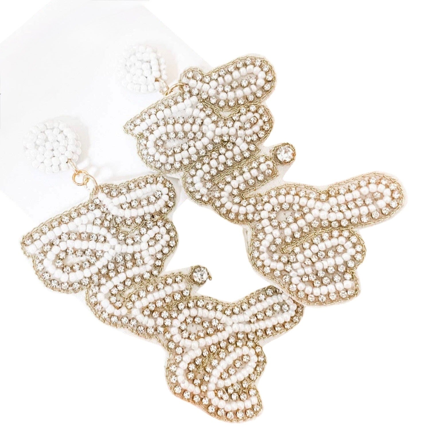 Beaded bride earrings on a white background
