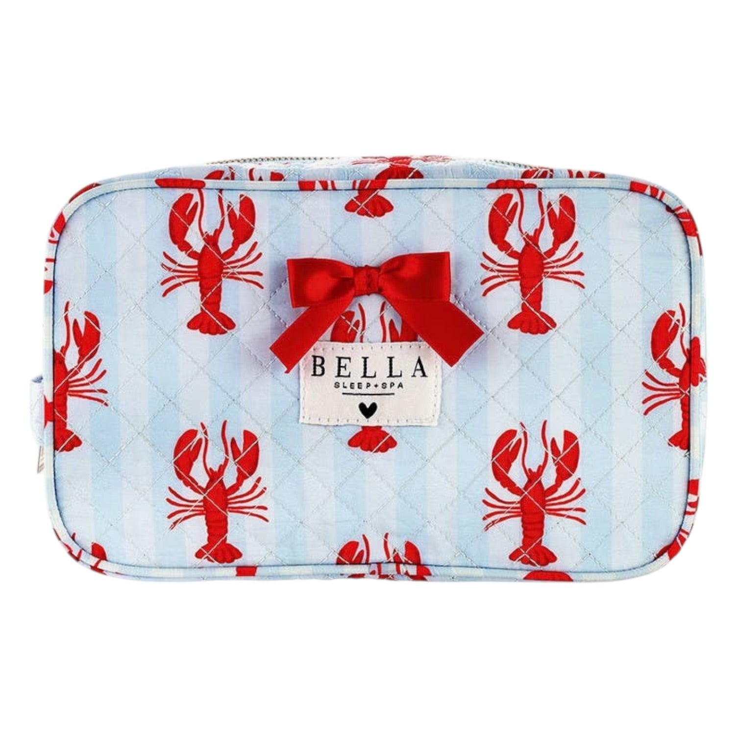 Pouch with red lobster pattern and Bella logo on a white background