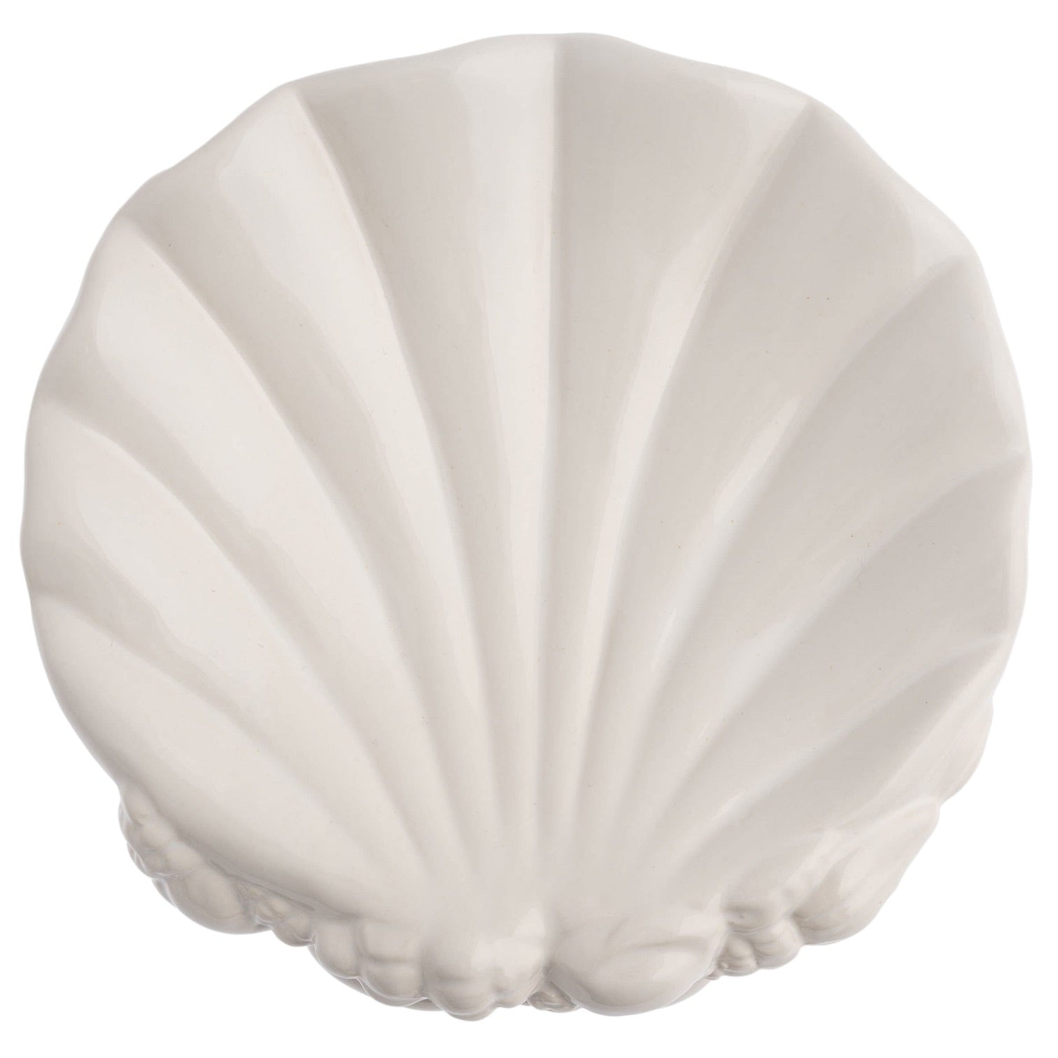 White shell-shaped shower cap on a white background