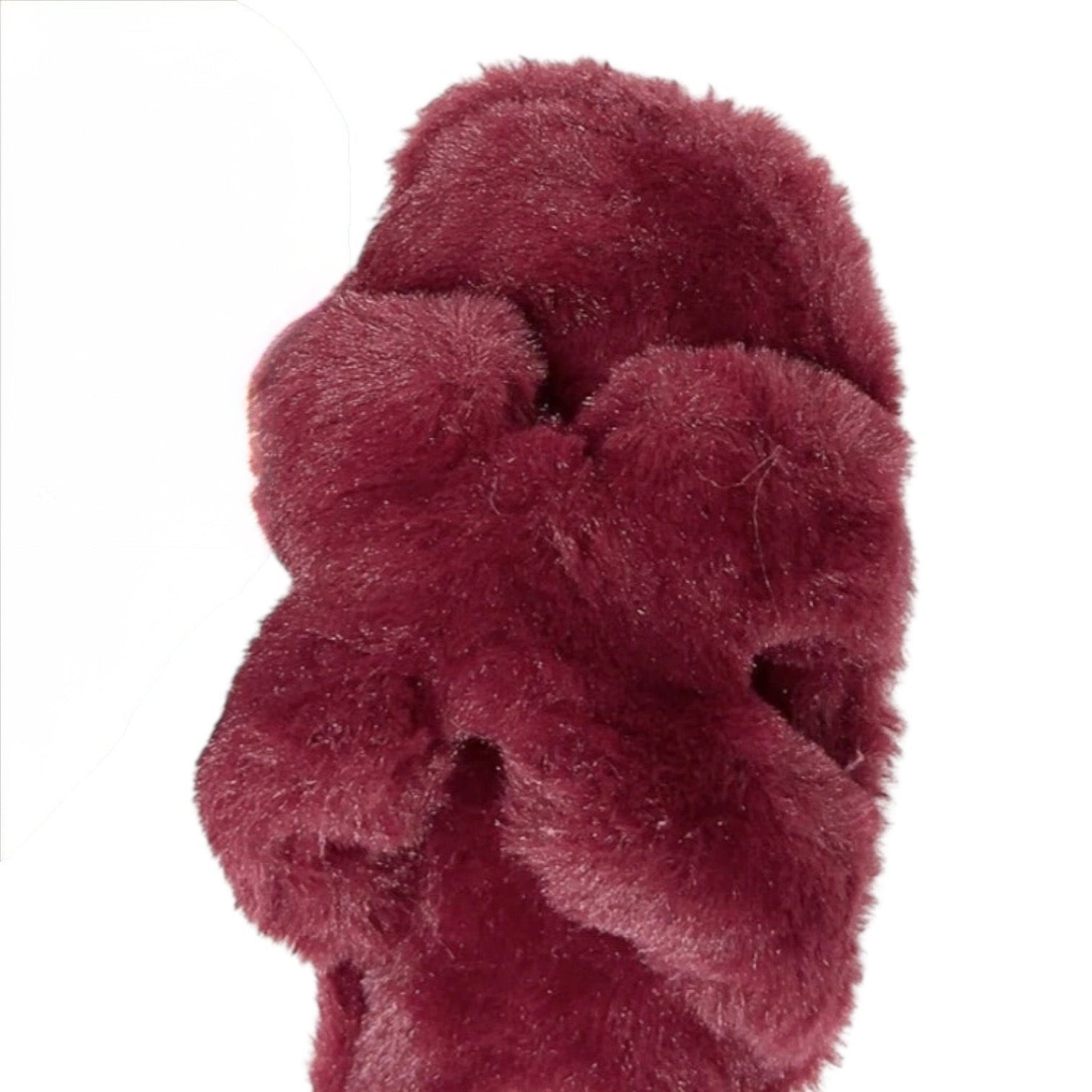 Maroon scrunchie on a white background