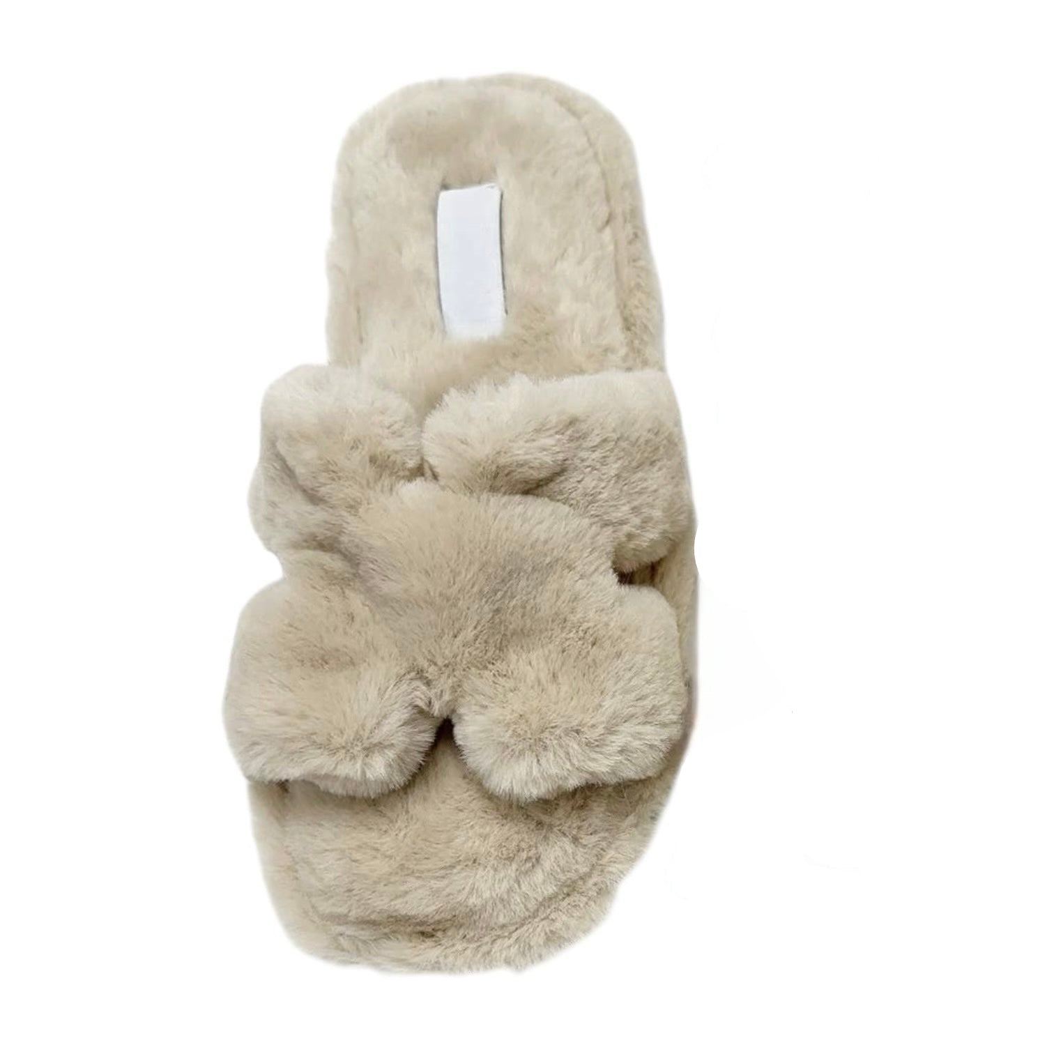 Beige fluffy slipper on a white background