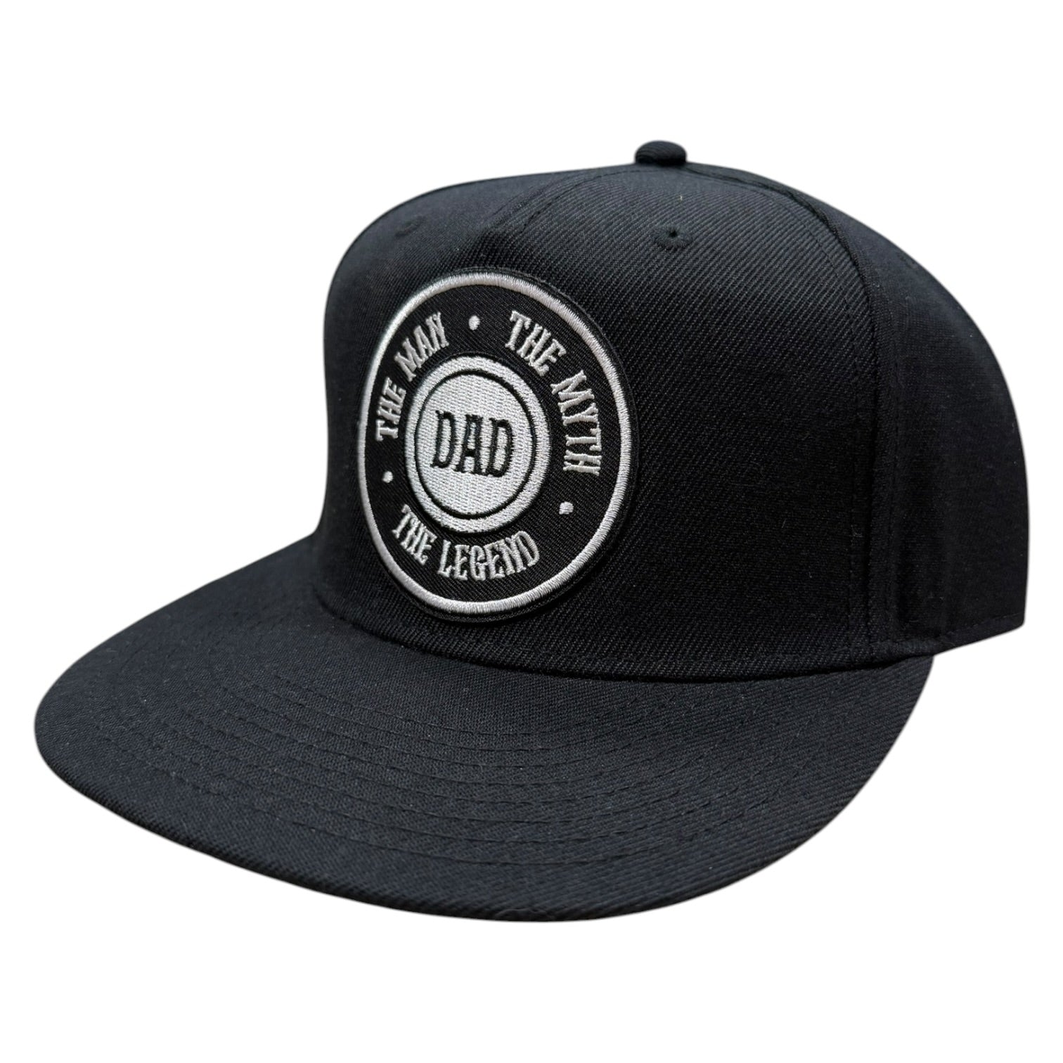 Black cap with 'DAD' text on a white background