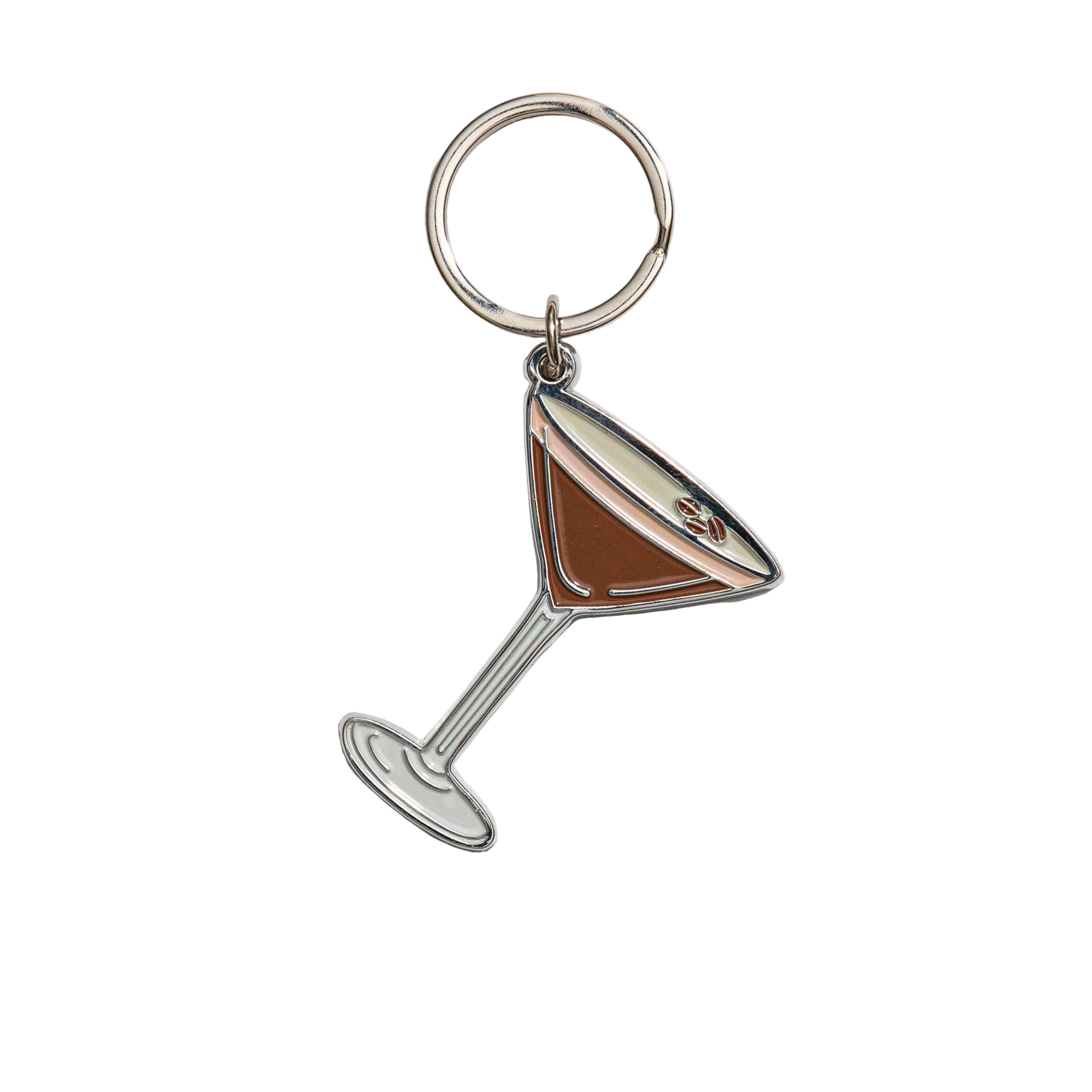 Keychain shaped like a martini glass with a brown triangle on a white background