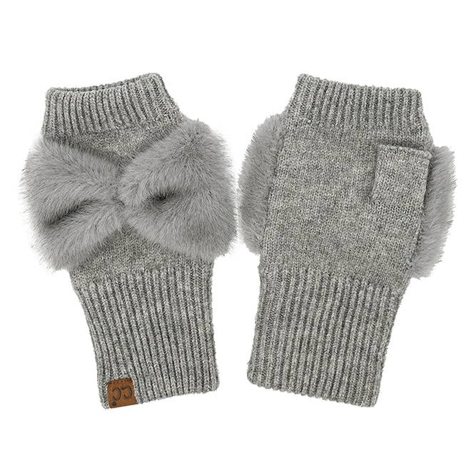 Soft faux fur fingerless winter glove, trendy cozy accessory.