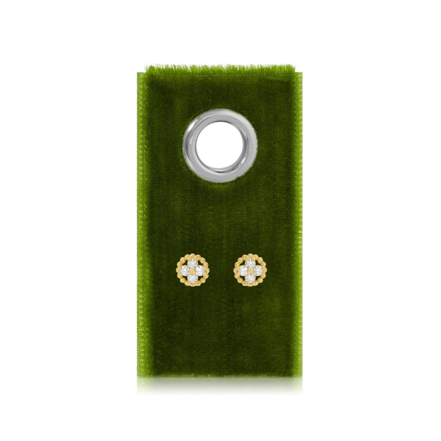 Fleur De Lis CZ Stud Earrings Gift Tag
