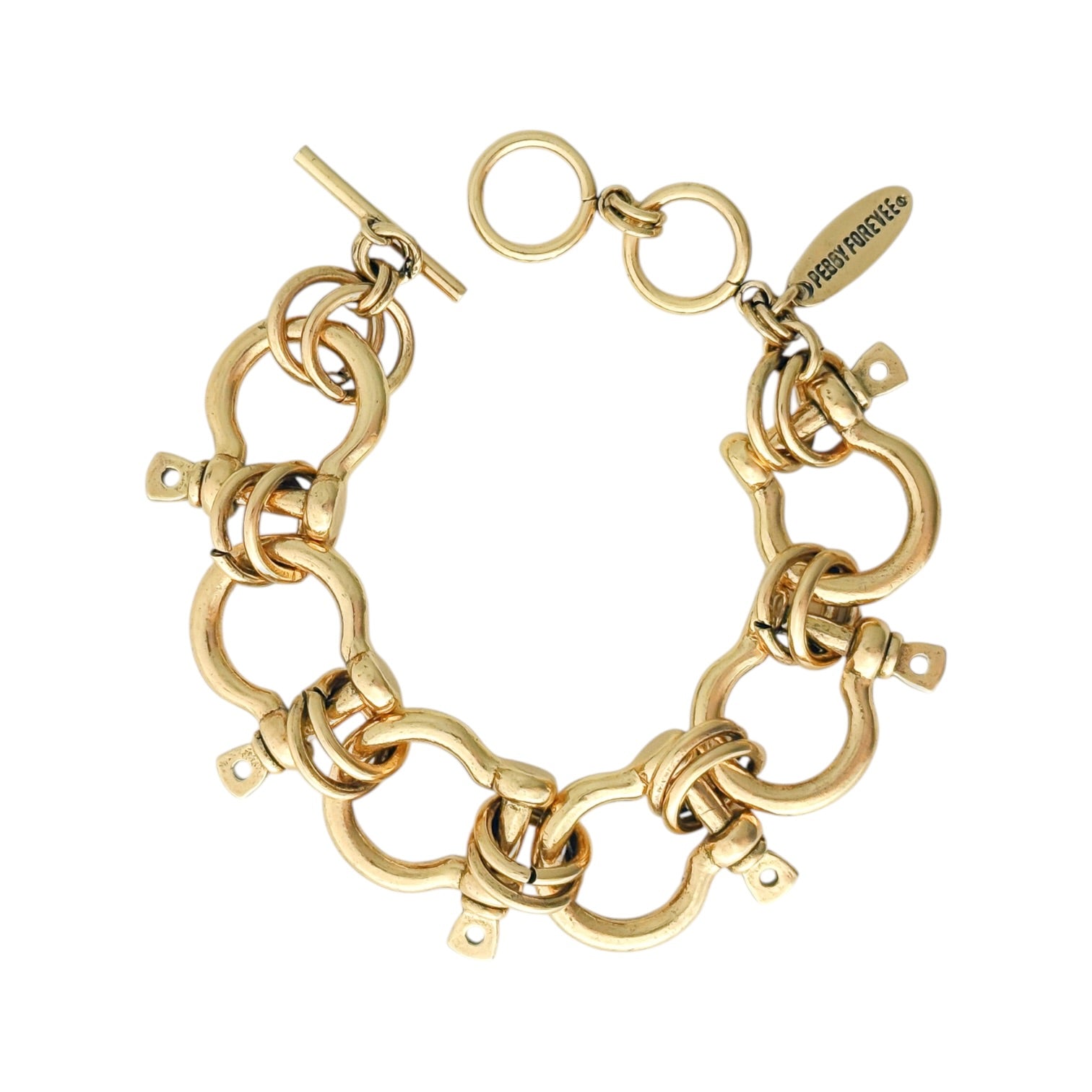 Gold chain bracelet on a white background