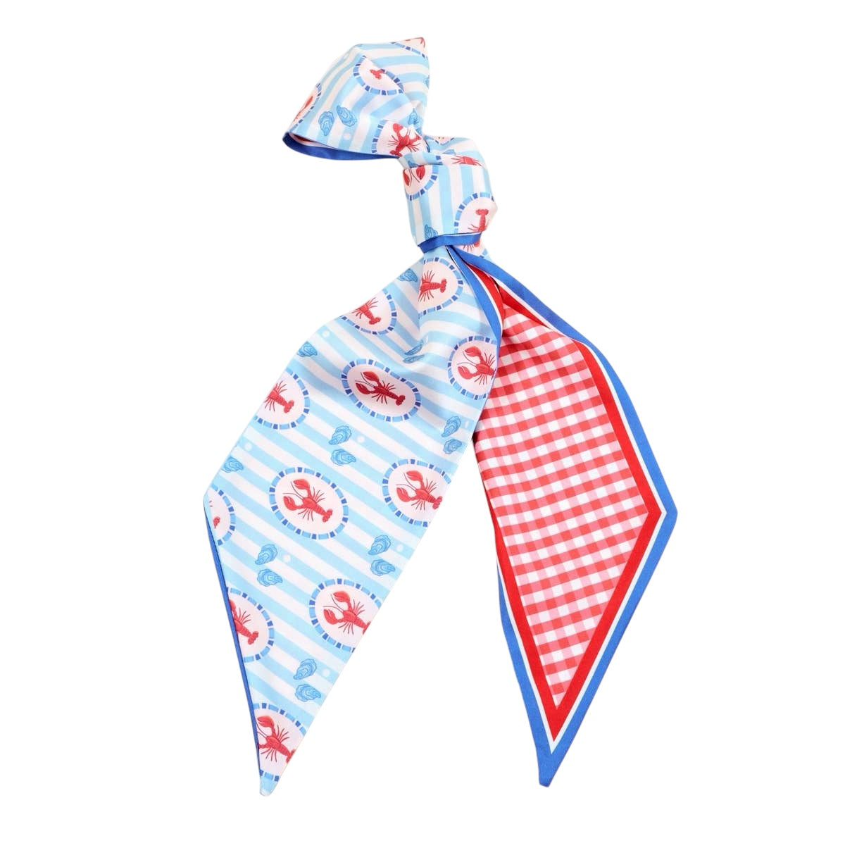 Colorful hair scarf with lobster pattern on a white background