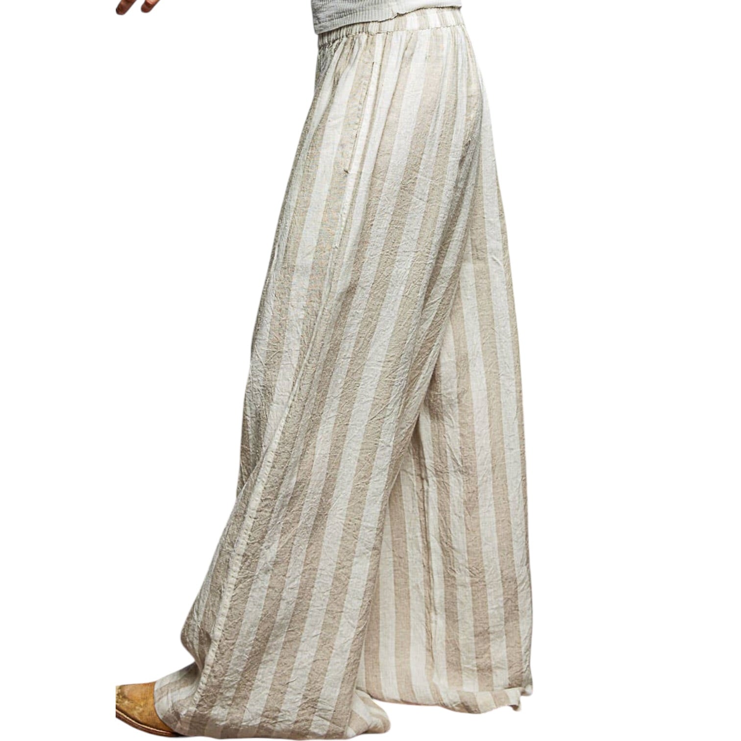 Striped wide-leg pants on a white background