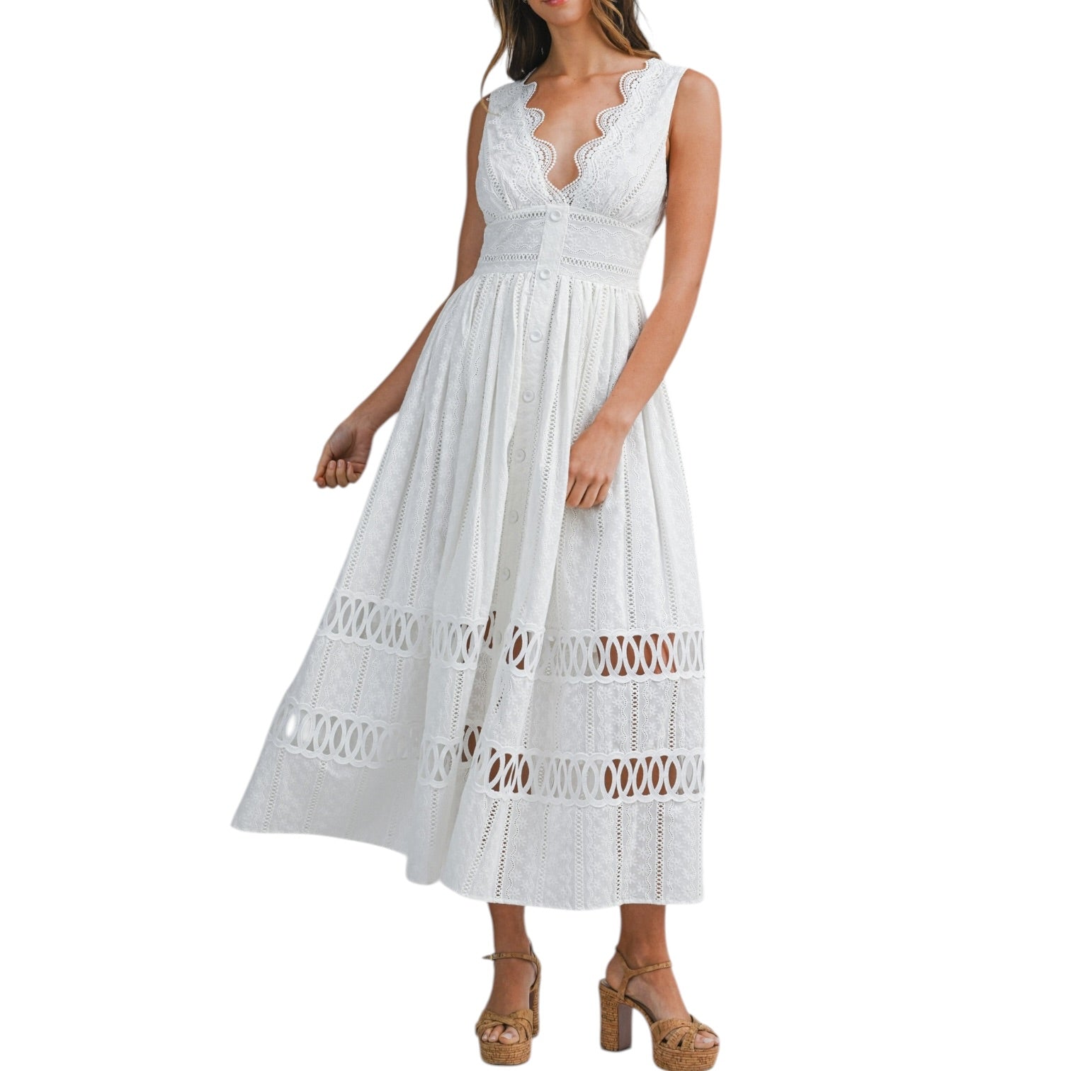 White lace dress on a white background