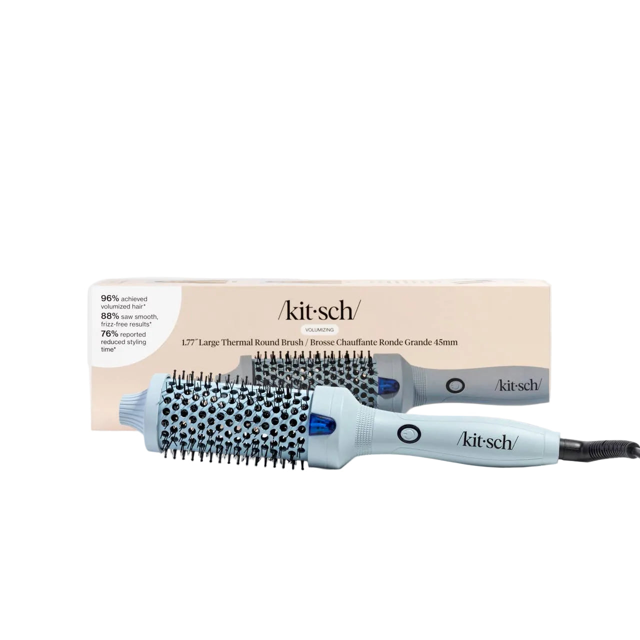 Kitsch hairbrush with packaging on a white background