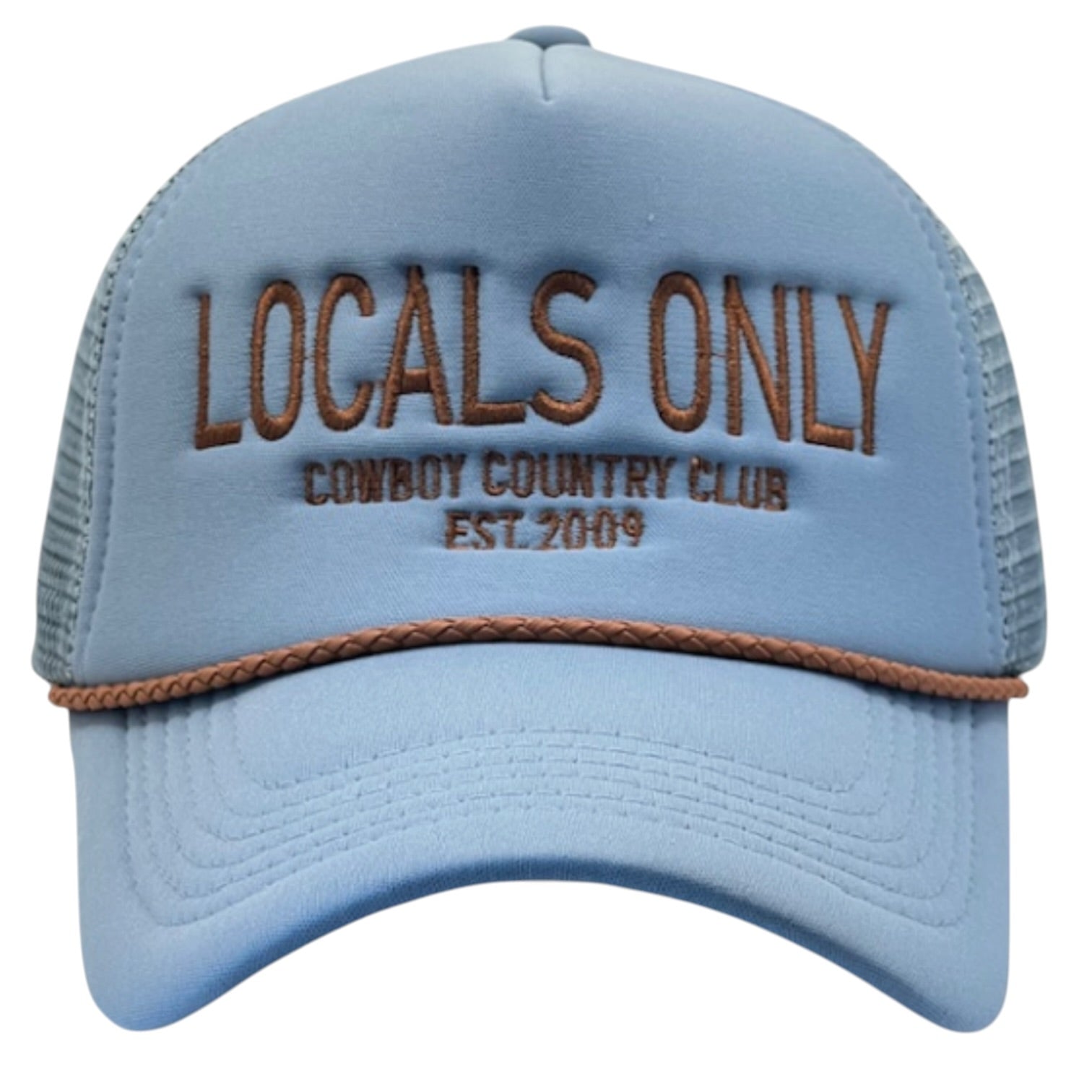 Blue cap with 'Locals Only' text on a white background