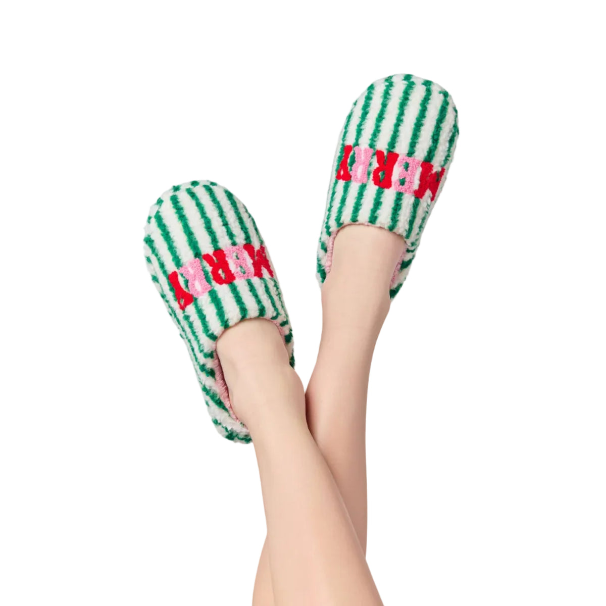 Merry Stripe Cozy Holiday Slippers