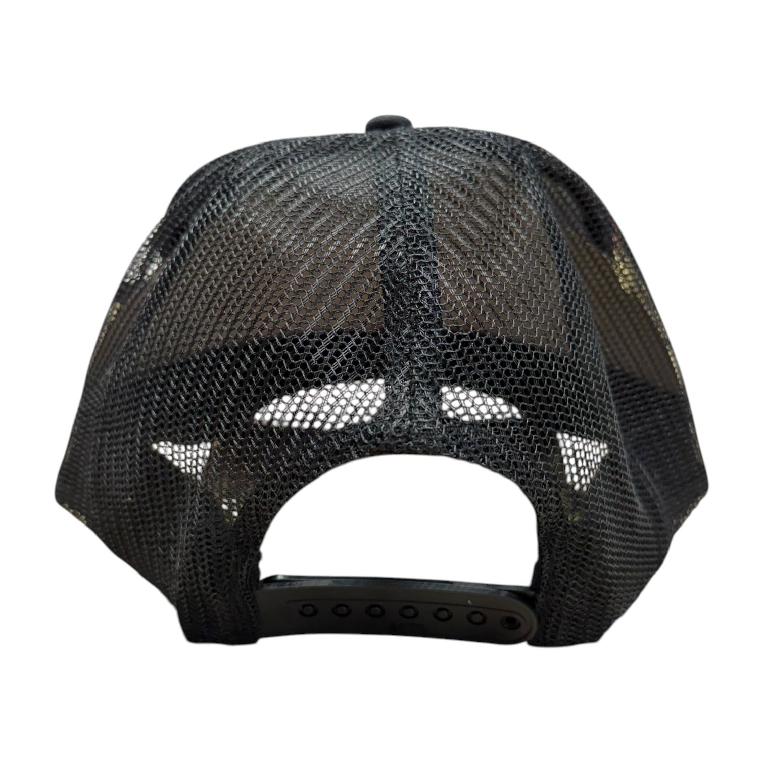 Black mesh cap on a white background