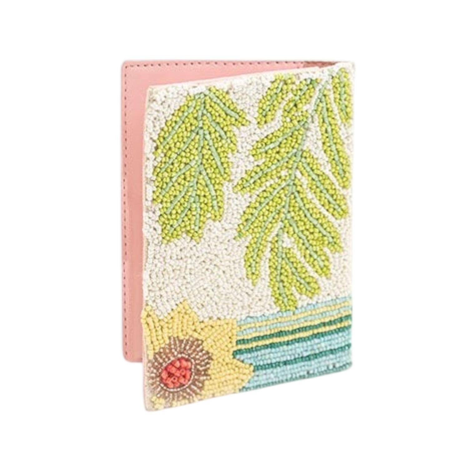 Decorative notebook with floral design and pink cover on a white background