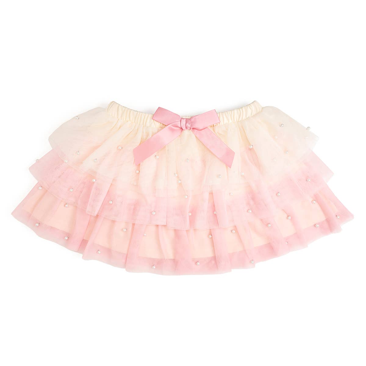 Pink tutu skirt with a bow on a white background