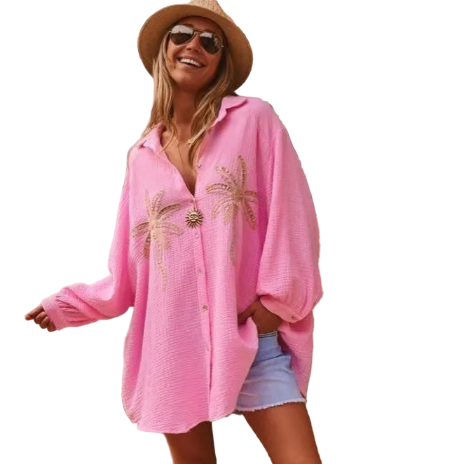 Sunset Bloom Palm Gauze Shirt – Alicia DiMichele Boutique