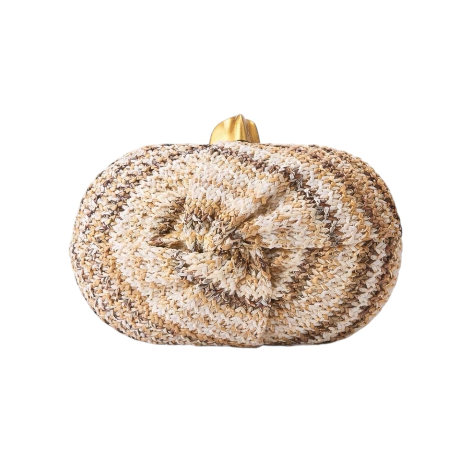 twist straw clutch bag on white background