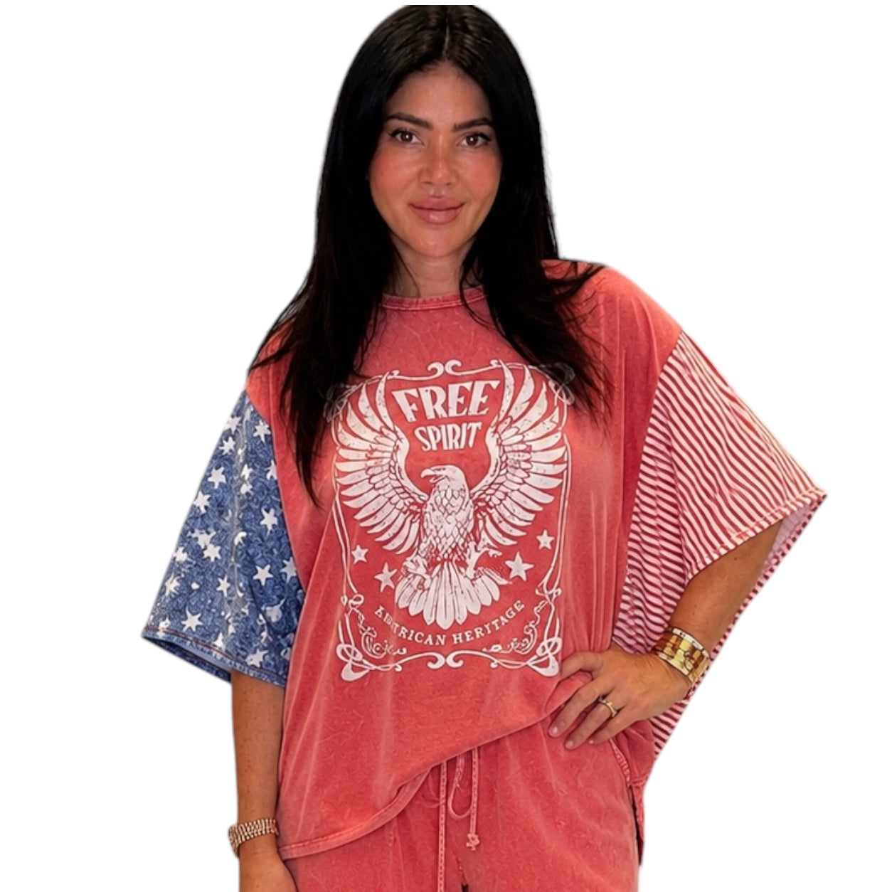 Red Mineral Wash Americana Poncho Top – Alicia DiMichele Boutique