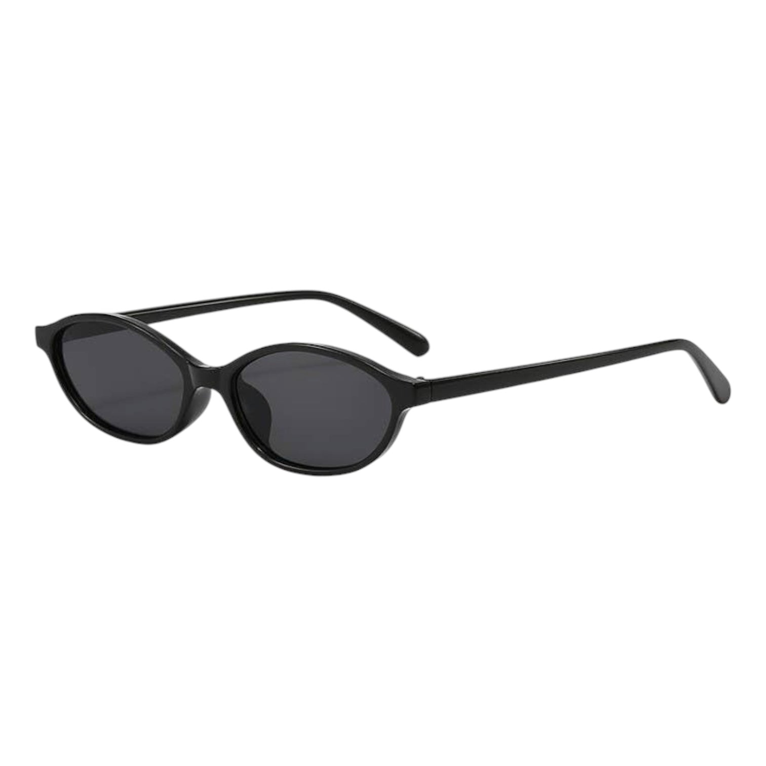 black retro oval small frame sunglasses on white background