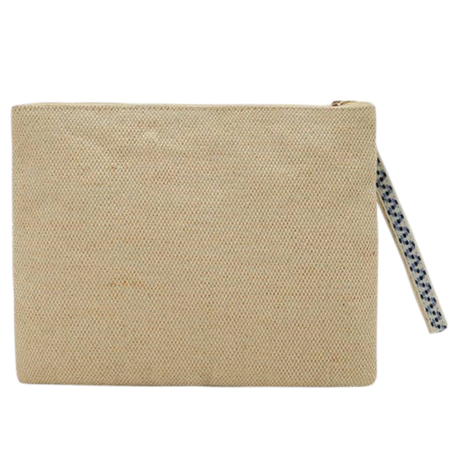Beige pouch with a strap on a white background