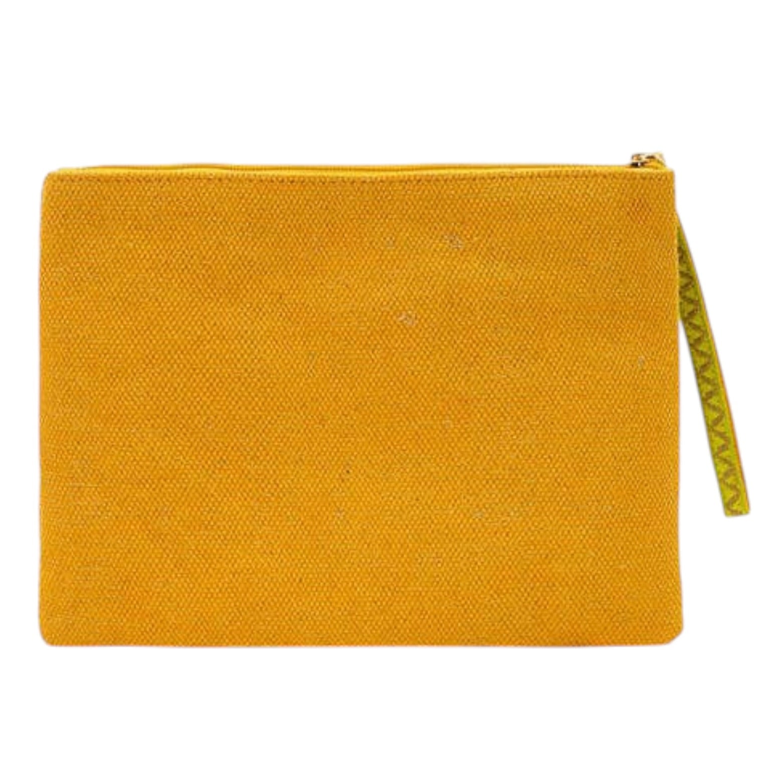 Yellow pouch with a zipper on a white background