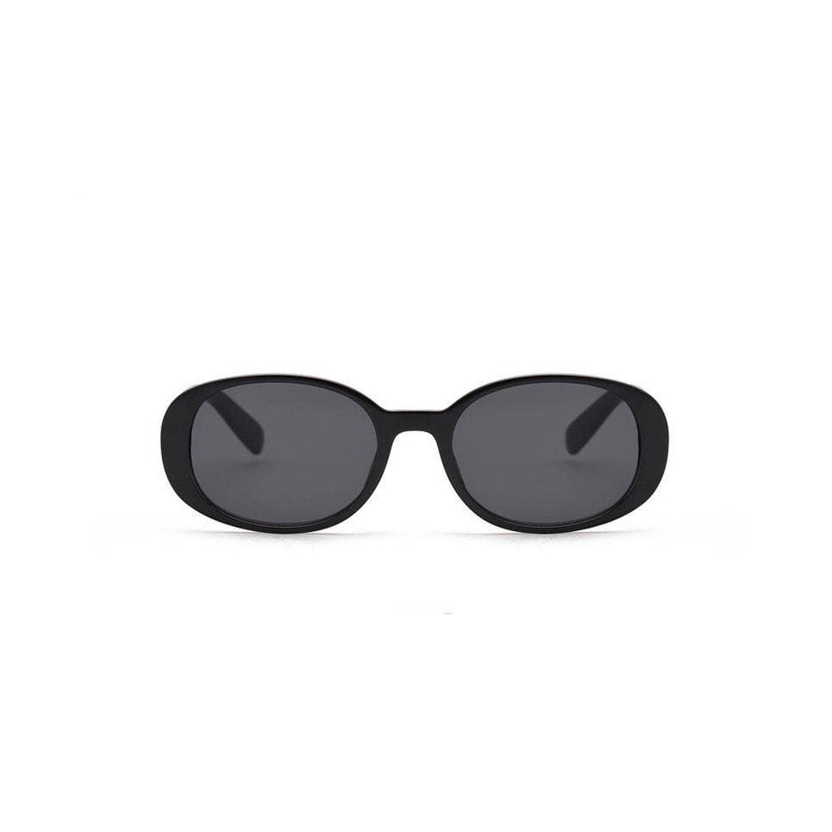 black oval sunglasses on white background