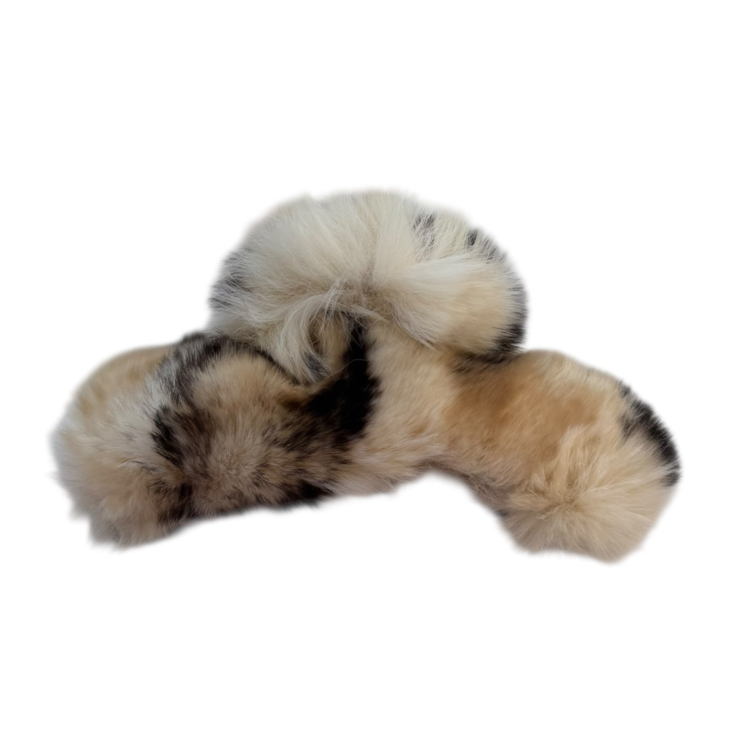Animal fur-lined clip on a white background