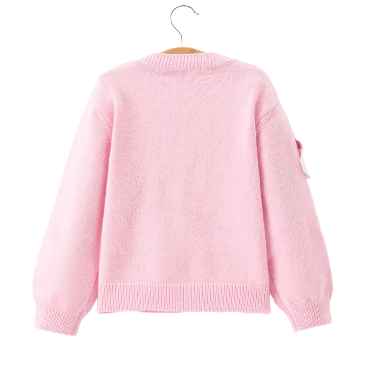 Pink Santa Bow Knit Girls Cardigan