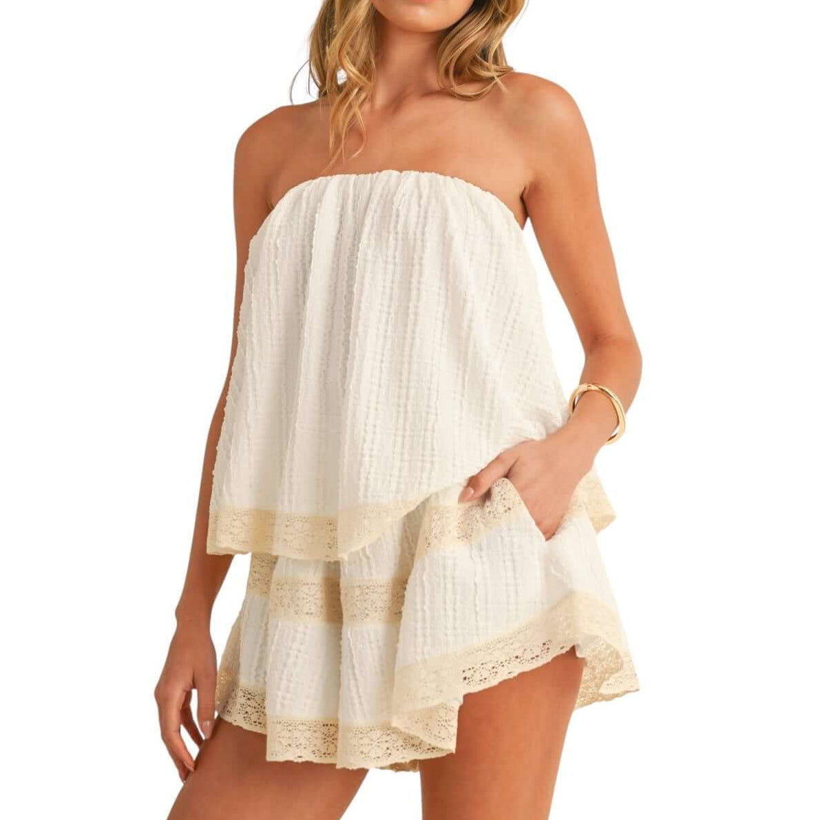 White Lace Layered Romper – Alicia DiMichele Boutique