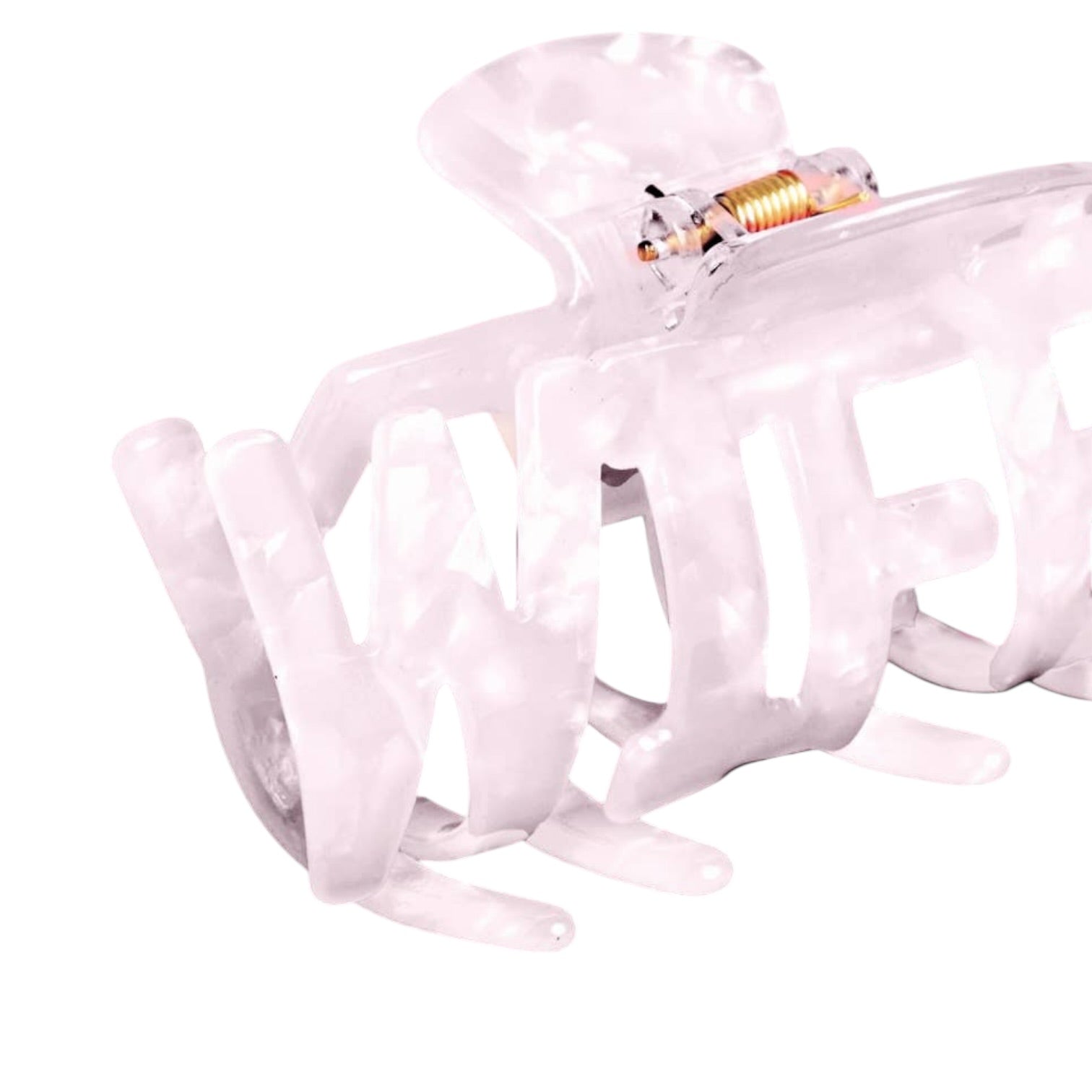 Large white claw hair clip on a white background