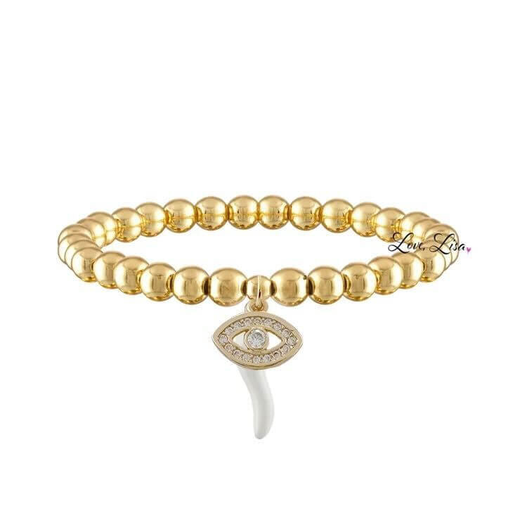 Give ‘Em The Horn Gold Bracelet - White – Alicia DiMichele Boutique