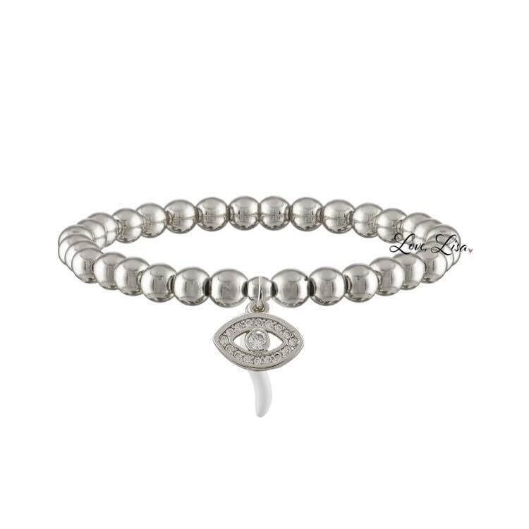 Give ‘Em The Horn Silver Bracelet - White – Alicia DiMichele Boutique