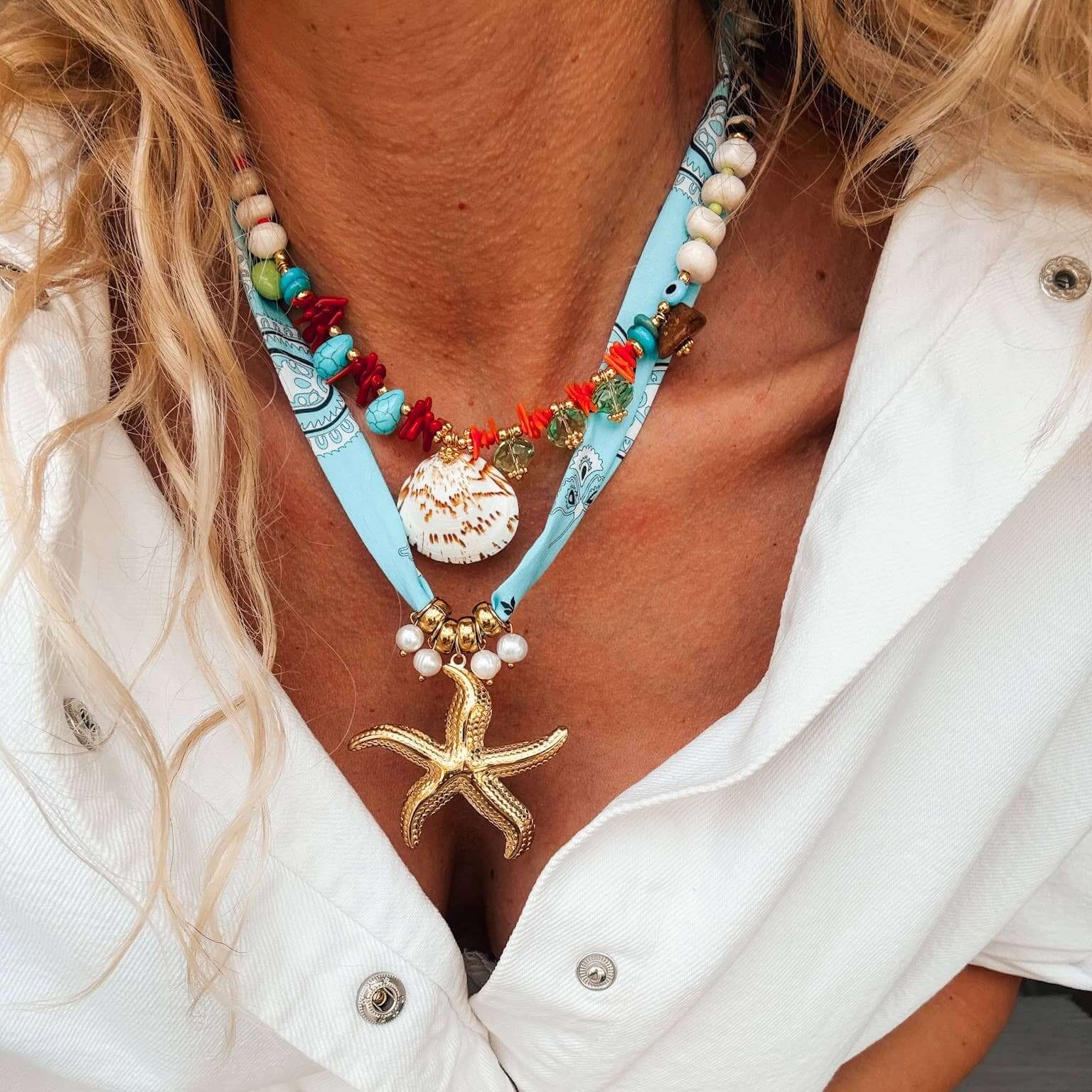 Seafoam Bandana Starfish Necklace โ Alicia DiMichele Boutique