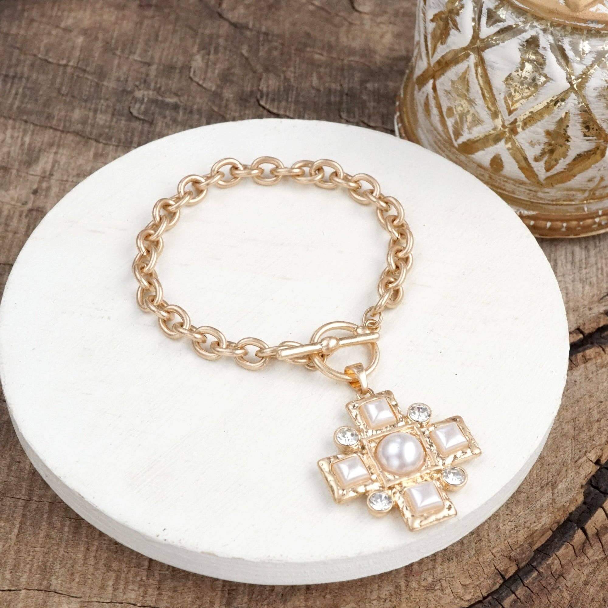 Divine Gleam Cross Toggle Bracelet – Alicia DiMichele Boutique