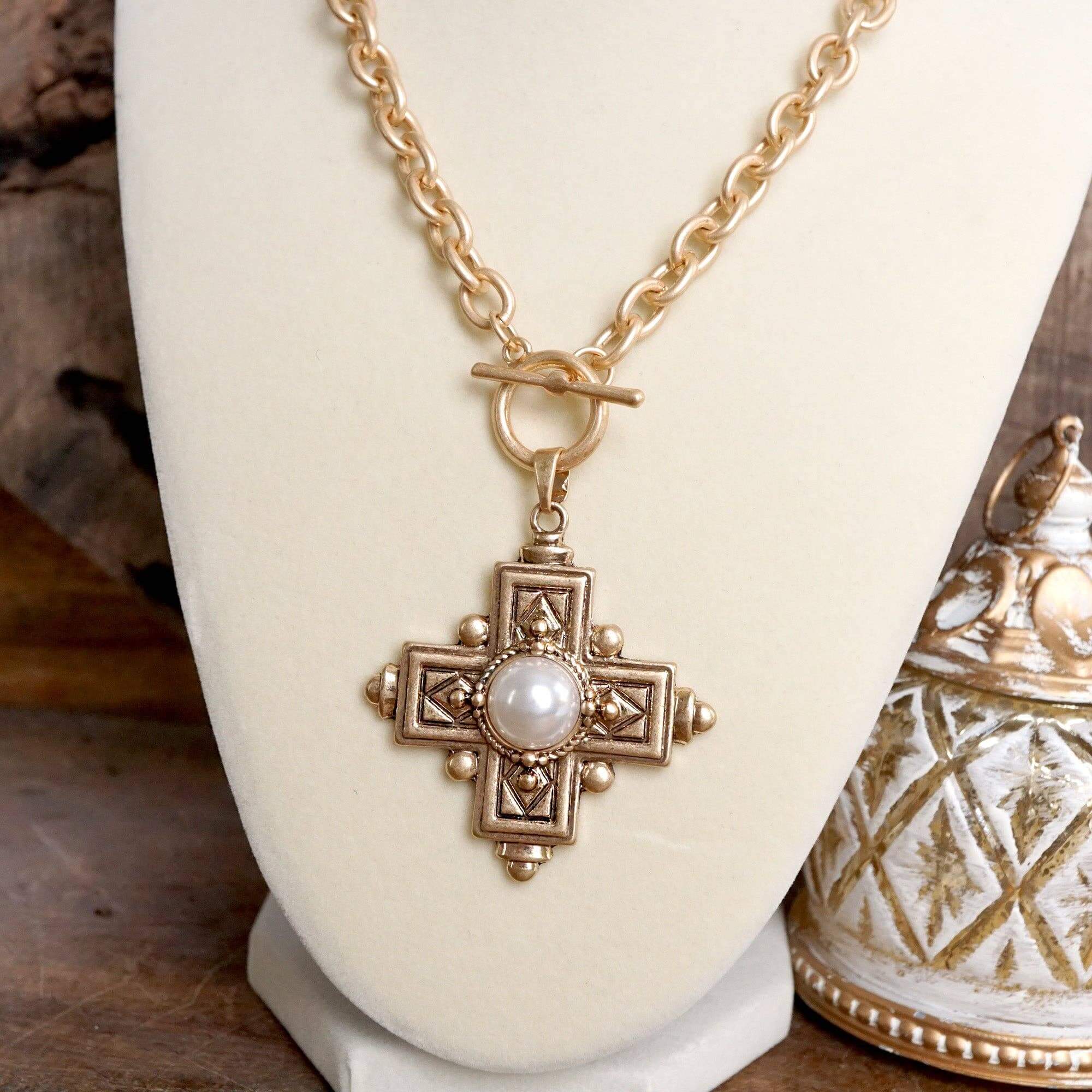 Pearl Heritage Cross Toggle Necklace – Alicia DiMichele Boutique