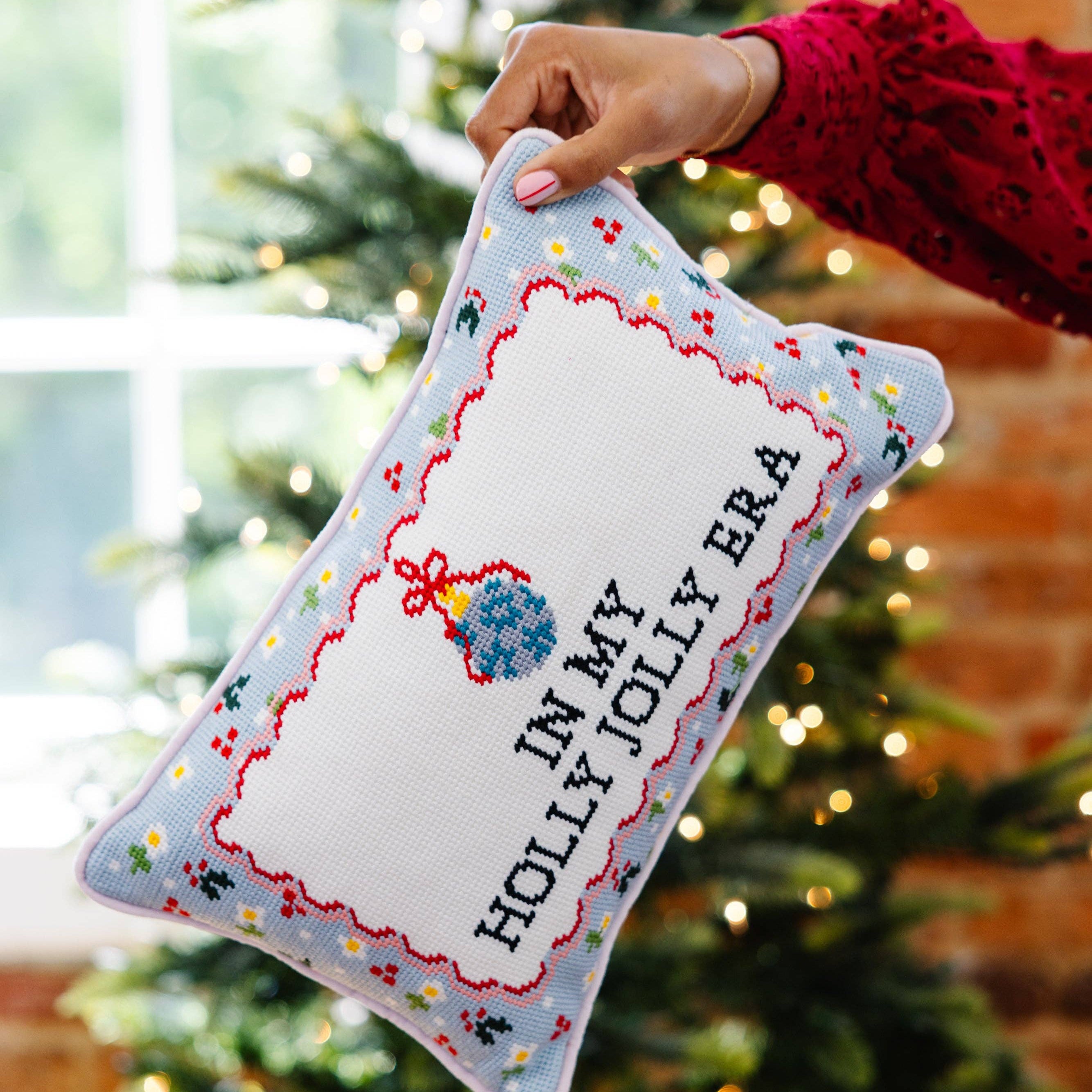 Holly Jolly Era Needlepoint Pillow – Alicia DiMichele Boutique