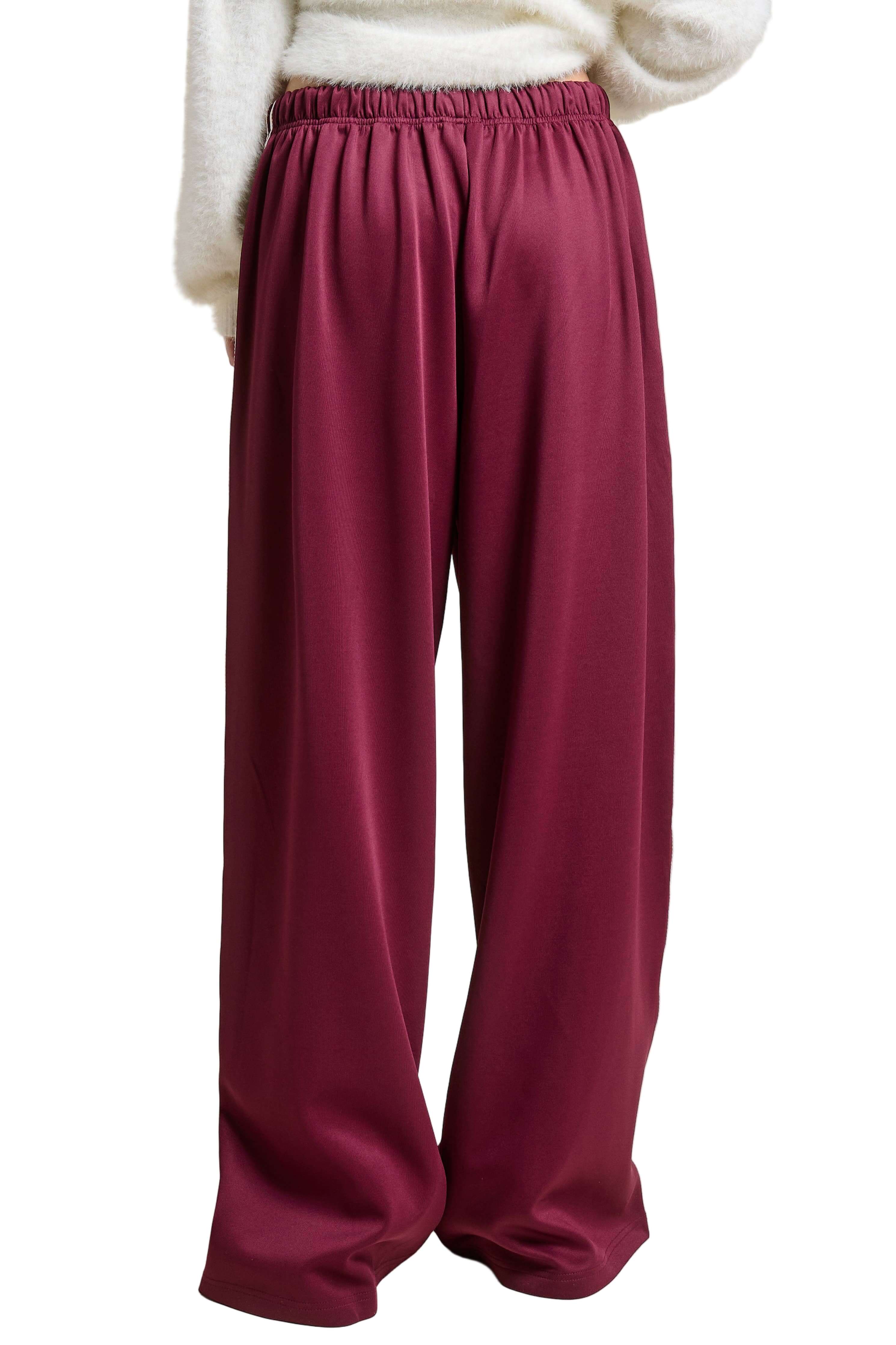 Side Stripe Wide-Leg Track Pants – Maroon – Alicia DiMichele Boutique