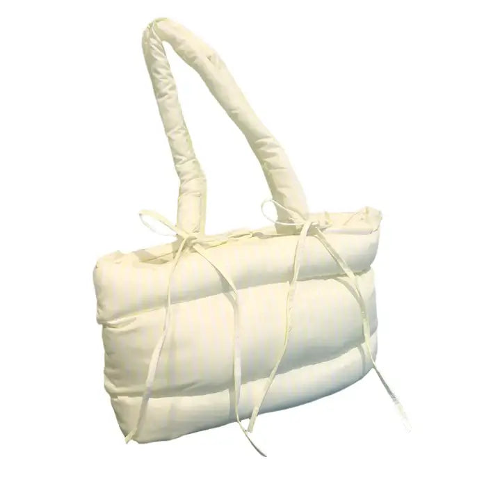 Striped Puff Bow Tie Handbag - Yellow – Alicia DiMichele Boutique