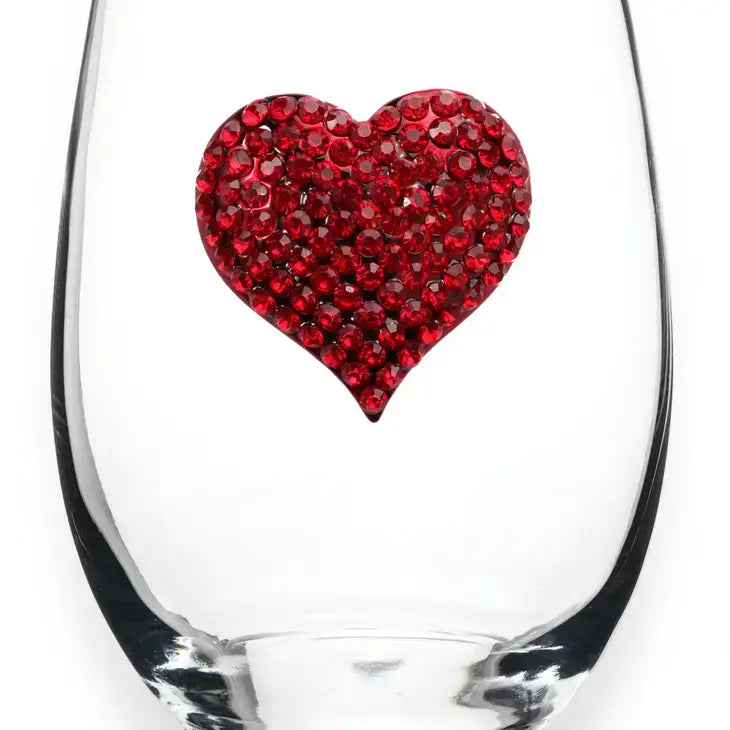 Red Heart Jeweled Stemless Wine Glass – Alicia DiMichele Boutique