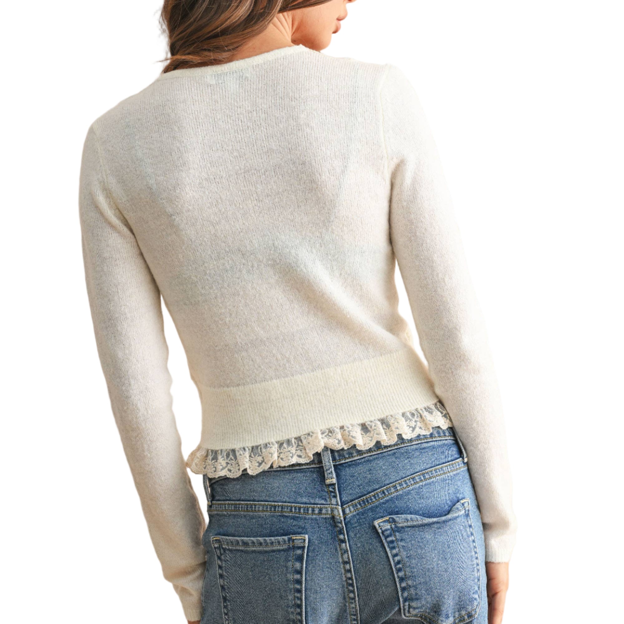 Lace Contrast Knit Cardigan – Alicia DiMichele Boutique