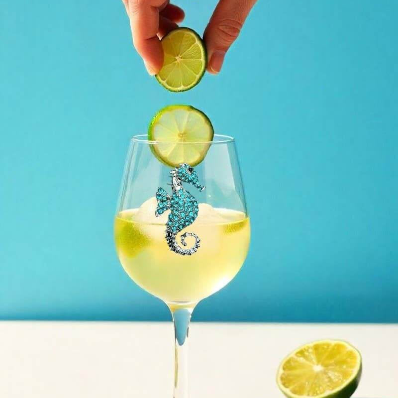 Blue Seahorse Stemmed Wine Glass – Alicia DiMichele Boutique