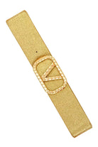 V Buckle Metallic Sparkle Elastic Belt - Gold – Alicia DiMichele Boutique