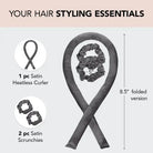 Kitsch Satin Heatless Curling Set - Charcoal – Alicia DiMichele Boutique