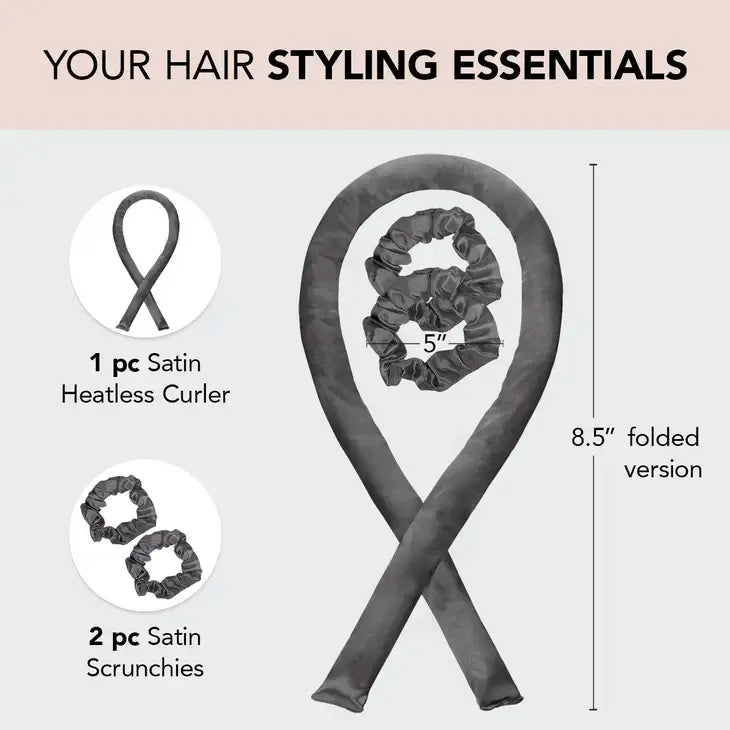 Kitsch Satin Heatless Curling Set - Charcoal – Alicia DiMichele Boutique