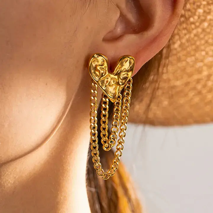 Gold Heart Tassel Earrings – Alicia DiMichele Boutique