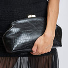 Black Croc-Embossed Clutch – Alicia DiMichele Boutique